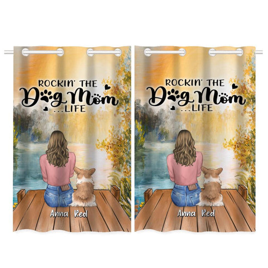 Personalized Dog Mom Window Curtain - Gift Idea For Dog Lover - Rockin' The Dog Mom Life - Up to 6 Dogs