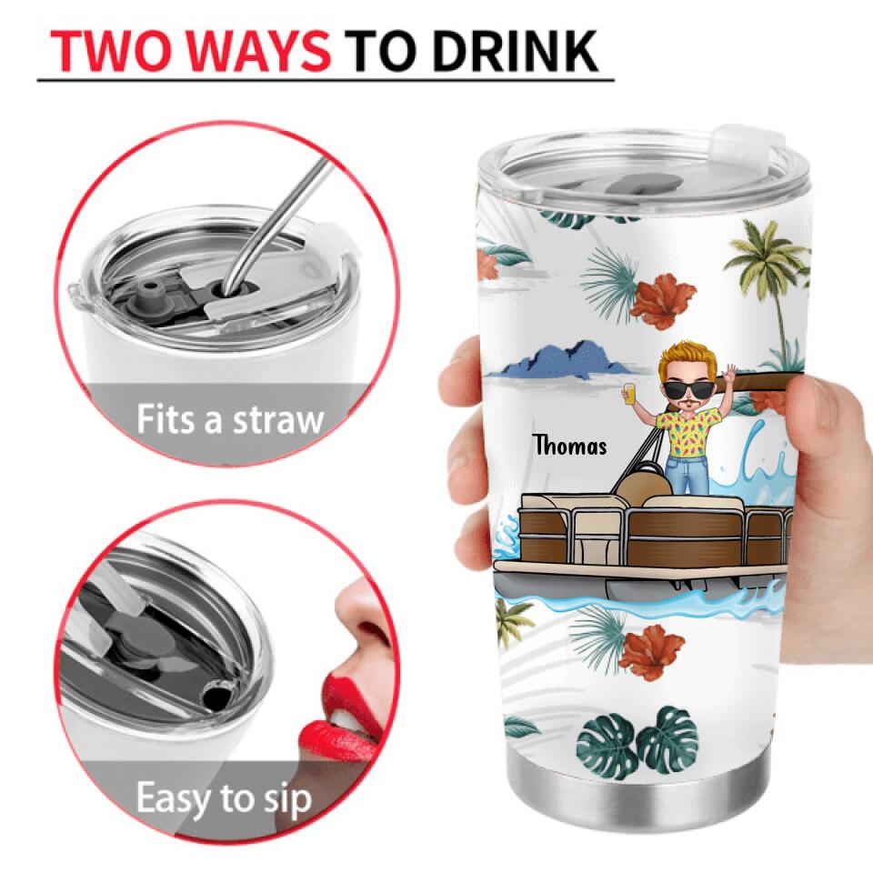 Personalized Pontoon Captain Tumbler - Gift Idea For Father's Day/Pontoon Lover - Pontooning With A Chance Of Drinking