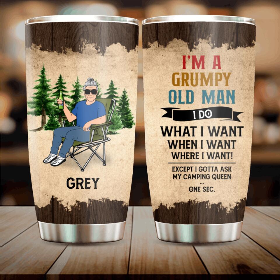 Personalized Grumpy Old Man Camping Tumbler - Gift Idea For Camping Lover - I'm A Grumpy Old Man