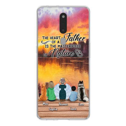 Custom Personalized Father Fishing Phone Case - Father With Up to 2 Kids And 2 Pets - Gift Idea For Father/ Fishing Lover - The Heart Of A Father Is The Masterpiece Of Nature - Case For Xiaomi, Oppo And Huawei