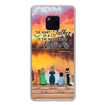 Custom Personalized Father Fishing Phone Case - Father With Up to 2 Kids And 2 Pets - Gift Idea For Father/ Fishing Lover - The Heart Of A Father Is The Masterpiece Of Nature - Case For Xiaomi, Oppo And Huawei