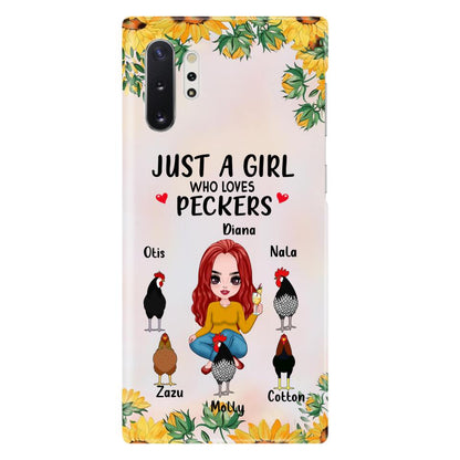 Personalized Chickens Phone Case - Up to 5 Chickens - Just A Girl Who Loves Peckers