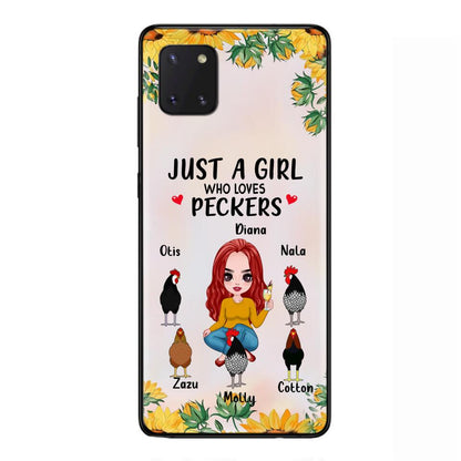 Personalized Chickens Phone Case - Up to 5 Chickens - Just A Girl Who Loves Peckers