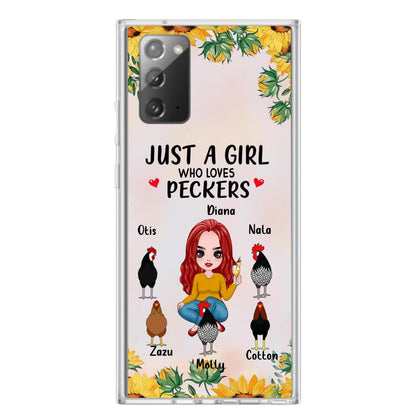 Personalized Chickens Phone Case - Up to 5 Chickens - Just A Girl Who Loves Peckers