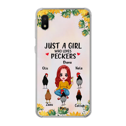 Personalized Chickens Phone Case - Up to 5 Chickens - Just A Girl Who Loves Peckers