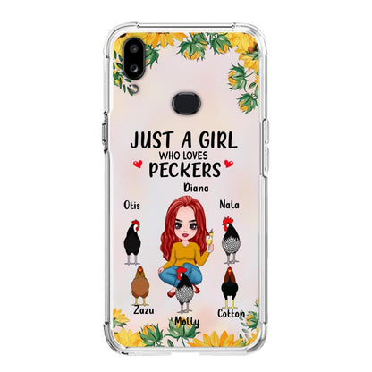 Personalized Chickens Phone Case - Up to 5 Chickens - Just A Girl Who Loves Peckers