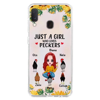 Personalized Chickens Phone Case - Up to 5 Chickens - Just A Girl Who Loves Peckers