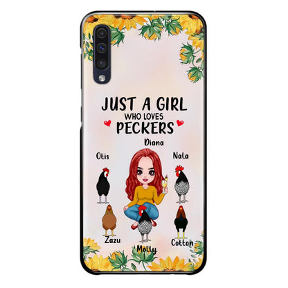 Personalized Chickens Phone Case - Up to 5 Chickens - Just A Girl Who Loves Peckers