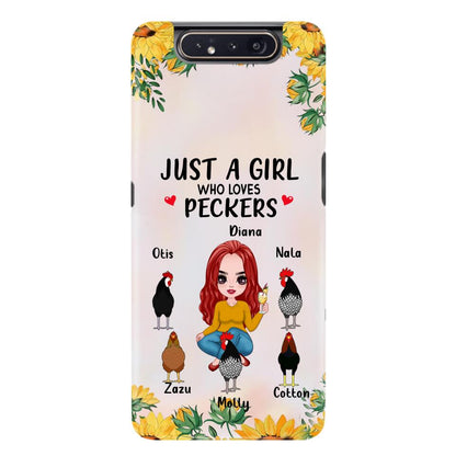 Personalized Chickens Phone Case - Up to 5 Chickens - Just A Girl Who Loves Peckers