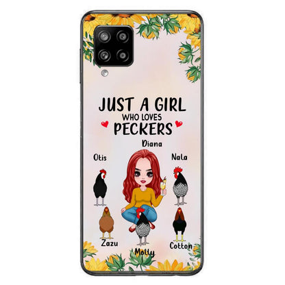 Personalized Chickens Phone Case - Up to 5 Chickens - Just A Girl Who Loves Peckers