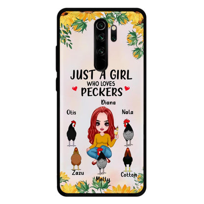 Personalized Chickens Phone Case - Up to 5 Chickens - Just A Girl Who Loves Peckers