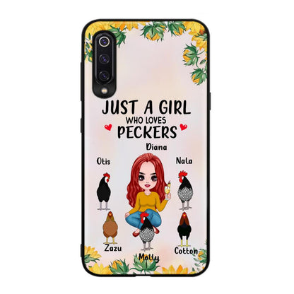 Personalized Chickens Phone Case - Up to 5 Chickens - Just A Girl Who Loves Peckers