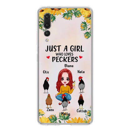 Personalized Chickens Phone Case - Up to 5 Chickens - Just A Girl Who Loves Peckers