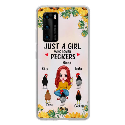 Personalized Chickens Phone Case - Up to 5 Chickens - Just A Girl Who Loves Peckers