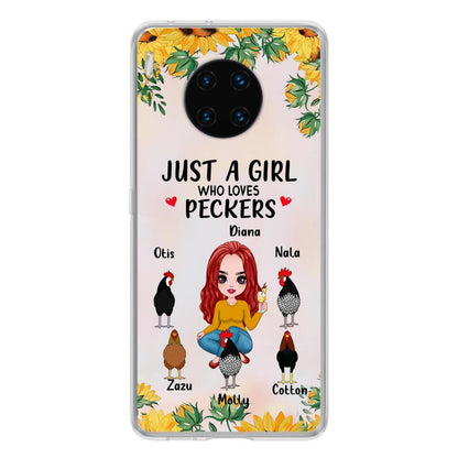 Personalized Chickens Phone Case - Up to 5 Chickens - Just A Girl Who Loves Peckers