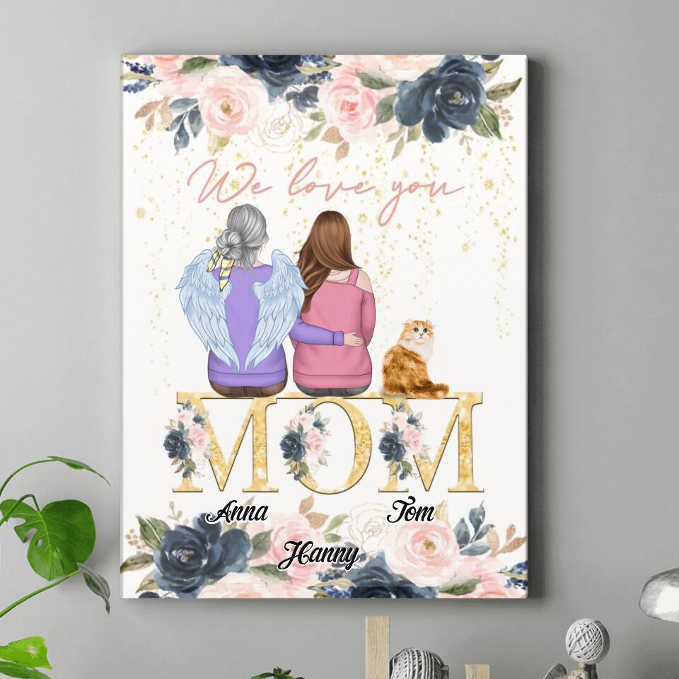 Personalized Mom Canvas - Children With Up to 2 Pets - Mother's Day Gift For Mom - We Love You