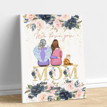 Personalized Mom Canvas - Children With Up to 2 Pets - Mother's Day Gift For Mom - We Love You
