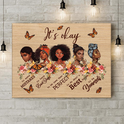Personalized Black Girls Canvas - Gift Idea For Friends - It's Okay To Make Mistakes