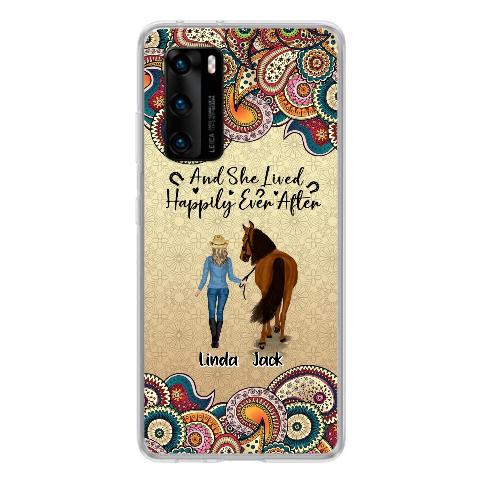 Personalized Horse Girl Phone Case - Up to 4 Horses - Gift Idea For Horse Lovers - And She Lived Happily Ever After - Case For Xiaomi/Huawei/Oppo
