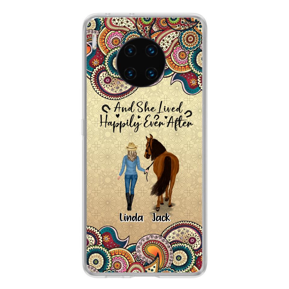 Personalized Horse Girl Phone Case - Up to 4 Horses - Gift Idea For Horse Lovers - And She Lived Happily Ever After - Case For Xiaomi/Huawei/Oppo
