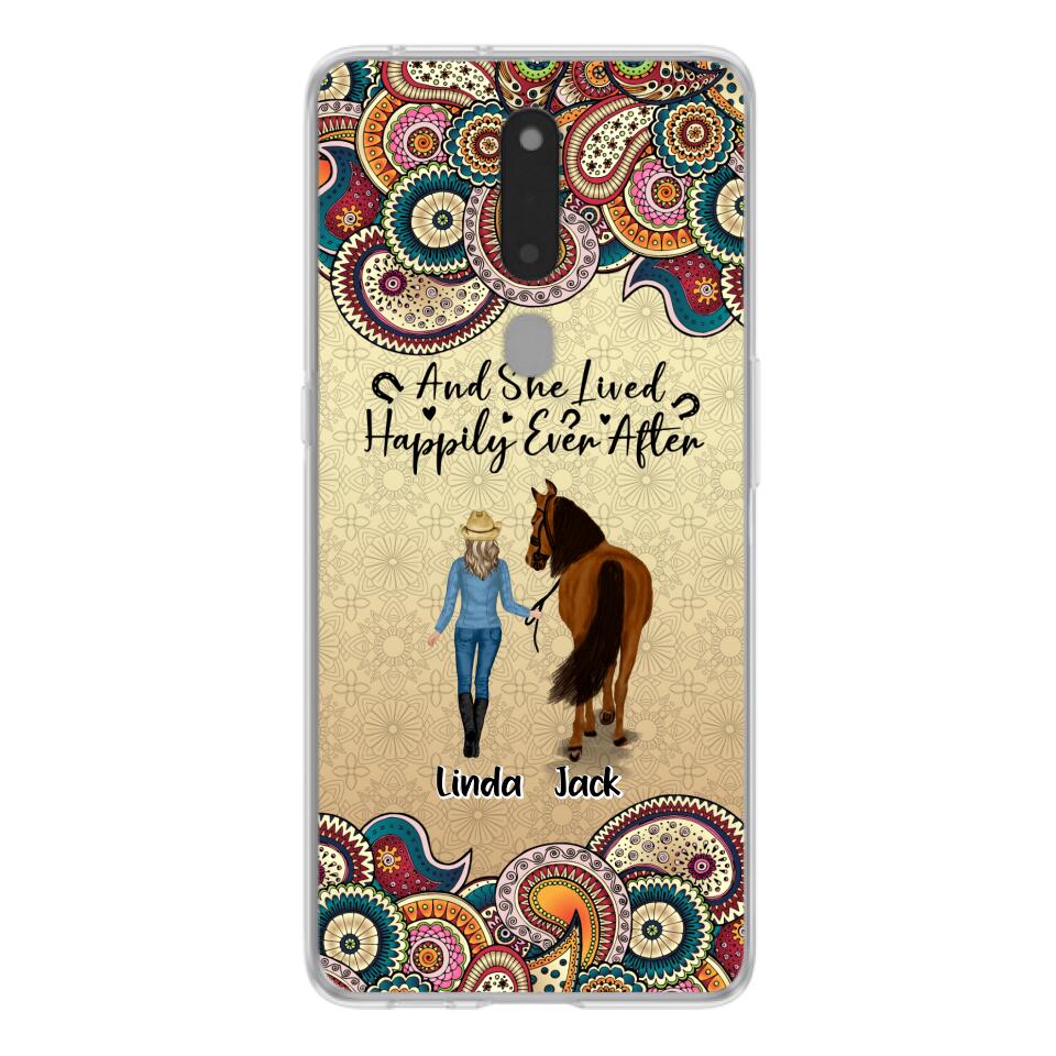 Personalized Horse Girl Phone Case - Up to 4 Horses - Gift Idea For Horse Lovers - And She Lived Happily Ever After - Case For Xiaomi/Huawei/Oppo