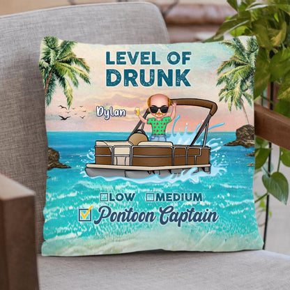 Personalized Pontoon Captain Pillow Cover/Fleece Throw Blanket/Quilt - Gift Idea For Pontoon Lover - Level Of Drunk Pontoon Captain