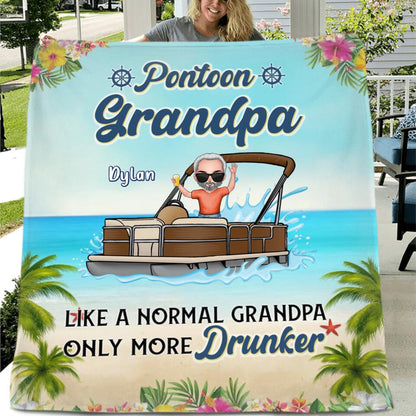 Personalized Pontoon Captain Pillow Cover/Fleece Throw Blanket/Quilt - Gift Idea For Pontoon Lover - Level Of Drunk Pontoon Captain