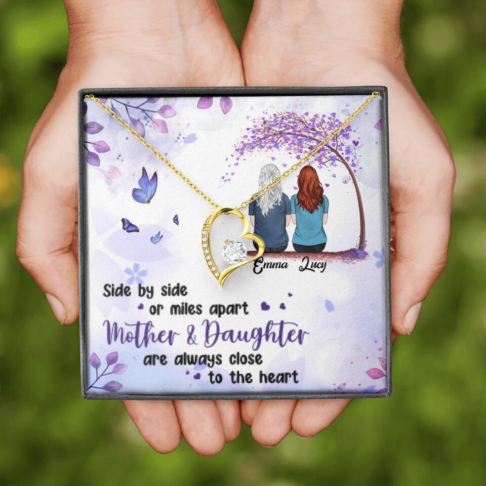 Personalized Mom & Daughter Forever Love Necklace - Gift Idea For Mother's Day - Up to 5 People - Side By Side Or Miles Apart, Mother & Daughter Are Always Close To The Heart
