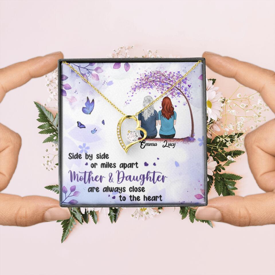 Personalized Mom & Daughter Forever Love Necklace - Gift Idea For Mother's Day - Up to 5 People - Side By Side Or Miles Apart, Mother & Daughter Are Always Close To The Heart