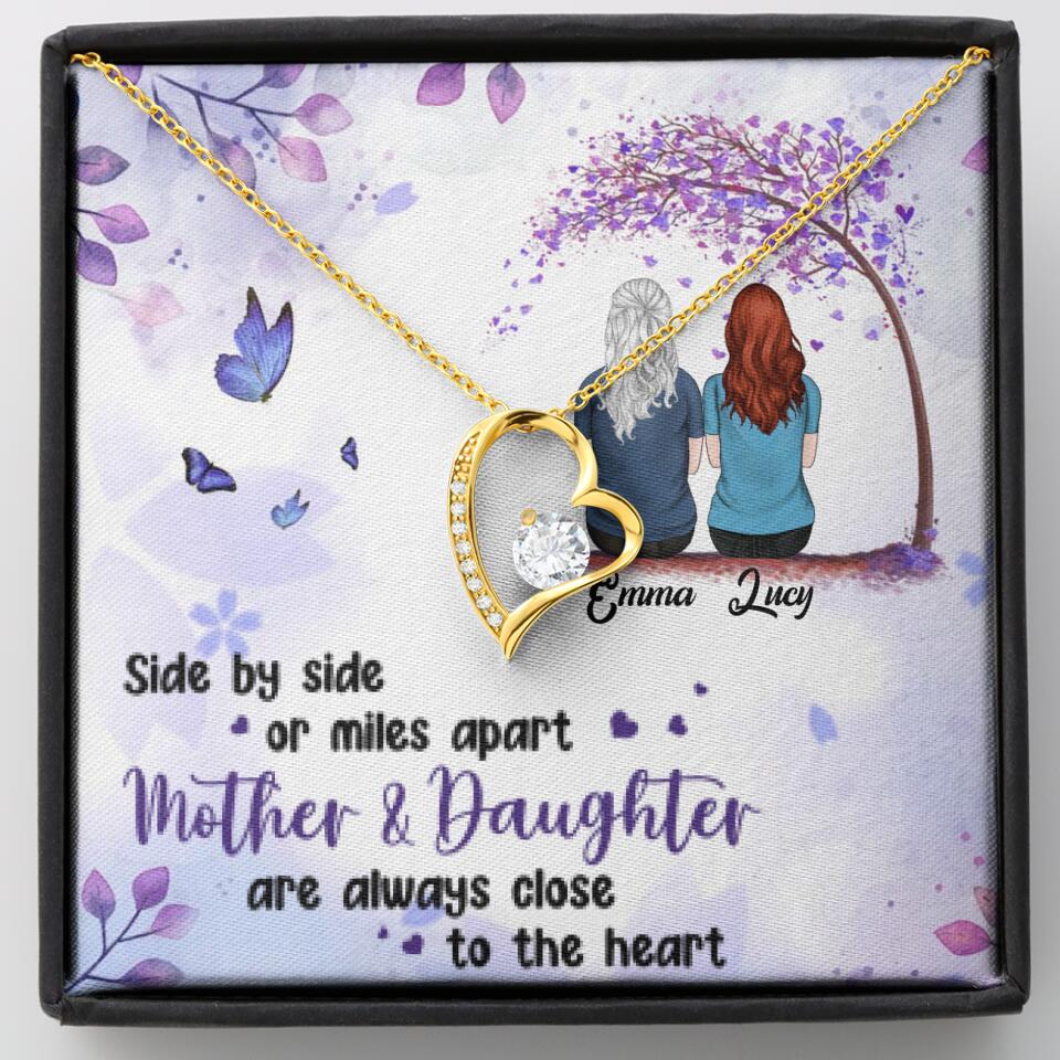 Personalized Mom & Daughter Forever Love Necklace - Gift Idea For Mother's Day - Up to 5 People - Side By Side Or Miles Apart, Mother & Daughter Are Always Close To The Heart