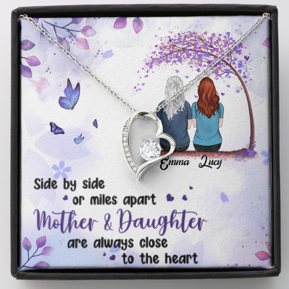 Personalized Mom & Daughter Forever Love Necklace - Gift Idea For Mother's Day - Up to 5 People - Side By Side Or Miles Apart, Mother & Daughter Are Always Close To The Heart