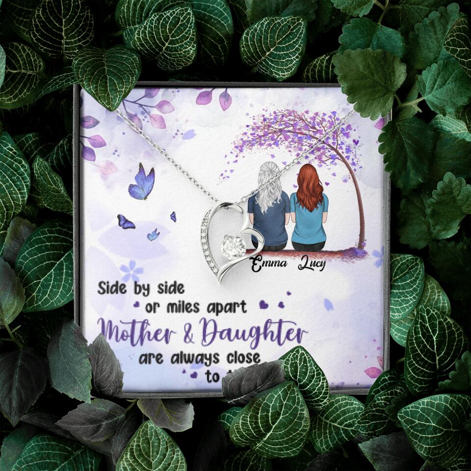 Personalized Mom & Daughter Forever Love Necklace - Gift Idea For Mother's Day - Up to 5 People - Side By Side Or Miles Apart, Mother & Daughter Are Always Close To The Heart
