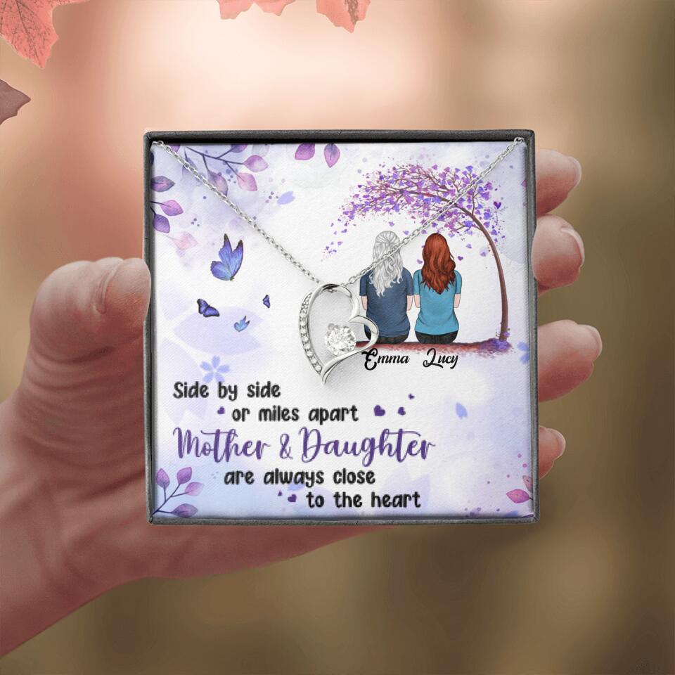 Personalized Mom & Daughter Forever Love Necklace - Gift Idea For Mother's Day - Up to 5 People - Side By Side Or Miles Apart, Mother & Daughter Are Always Close To The Heart