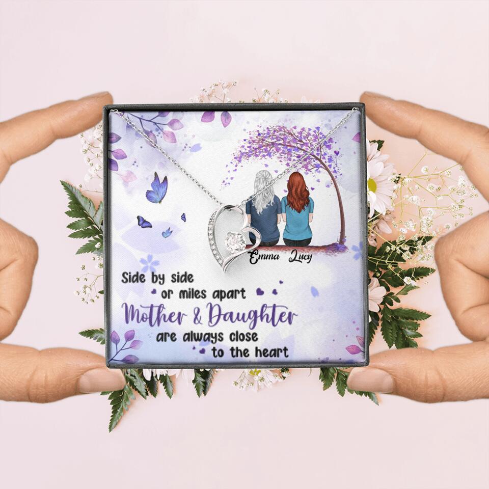 Personalized Mom & Daughter Forever Love Necklace - Gift Idea For Mother's Day - Up to 5 People - Side By Side Or Miles Apart, Mother & Daughter Are Always Close To The Heart
