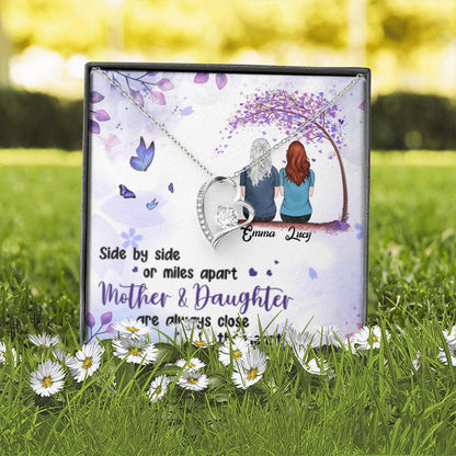 Personalized Mom & Daughter Forever Love Necklace - Gift Idea For Mother's Day - Up to 5 People - Side By Side Or Miles Apart, Mother & Daughter Are Always Close To The Heart