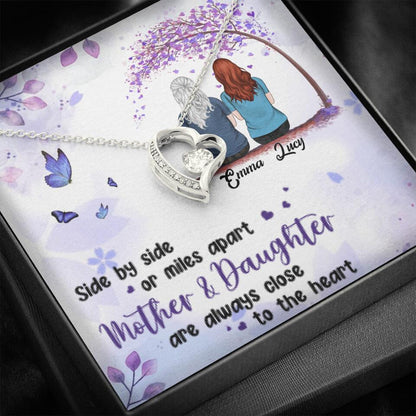 Personalized Mom & Daughter Forever Love Necklace - Gift Idea For Mother's Day - Up to 5 People - Side By Side Or Miles Apart, Mother & Daughter Are Always Close To The Heart