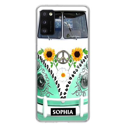 Custom Personalized Sunflower Peace Bus Phone Case - Best Gift Idea For Bus Lovers - Cases For iPhone And Samsung