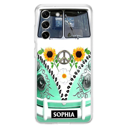 Custom Personalized Sunflower Peace Bus Phone Case - Best Gift Idea For Bus Lovers - Cases For iPhone And Samsung