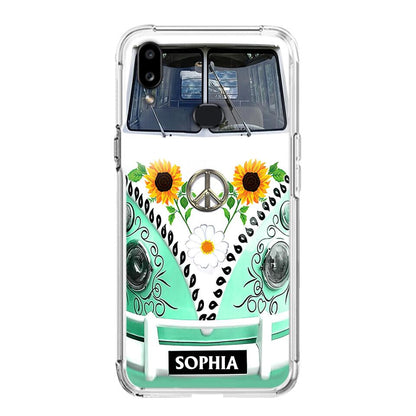 Custom Personalized Sunflower Peace Bus Phone Case - Best Gift Idea For Bus Lovers - Cases For iPhone And Samsung