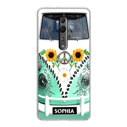 Custom Personalized Sunflower Peace Bus Phone Case - Best Gift Idea For Bus Lovers - Cases For Oppo, Xiaomi And Huawei