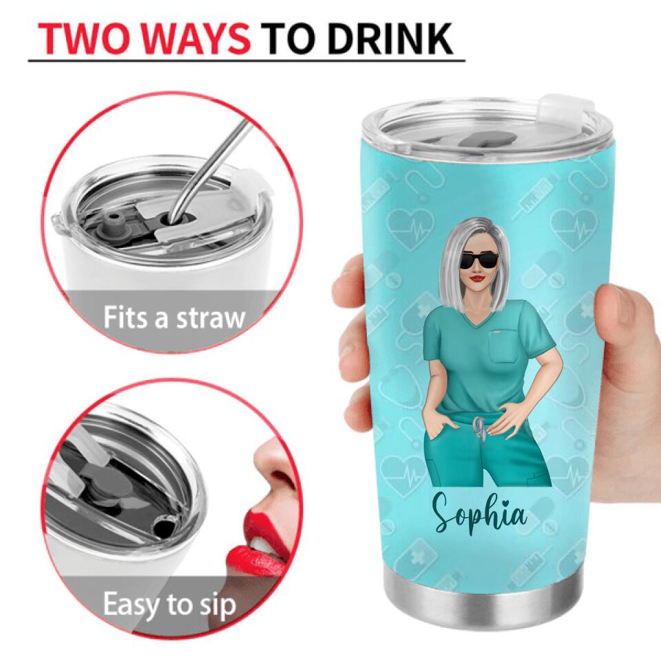 Personalized Grumpy Old Nurse Tumbler - Gift For Nurse/Mother's Day 2023 Gift - I Never Dreamed That One Day I'd Become A Grumpy Old Nurse, But Here I Am Killing It