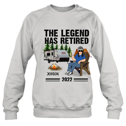 Personalized Camping Retirement Shirt - Up to 4 People - Best Gift For Camping Lover - The Legend Has Retired