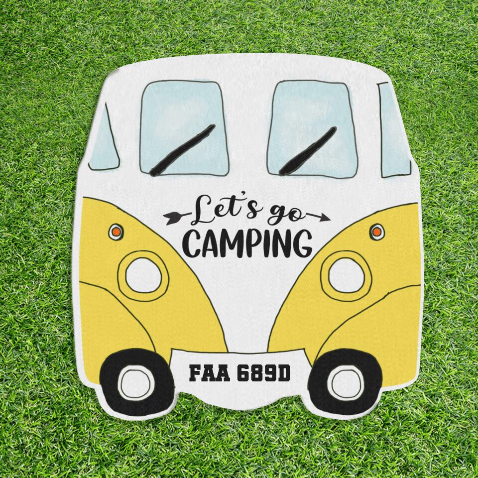 Personalized Bus Camping Area Doormat - Gift Idea For Camping Lover - Let's Go Camping