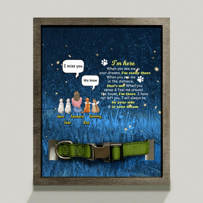 Personalized Memorial Dog Mom Loss Frame - Up to 4 Dogs - Gift Idea For Dog Lover - I'm Here