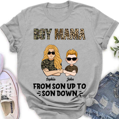 Personalized Boy Mom Shirt/Pullover Hoodie - Up to 5 Kids - Birthday, Mother's Day Gift For Mom, Mother - Boy Mama From Son Up To Son Down