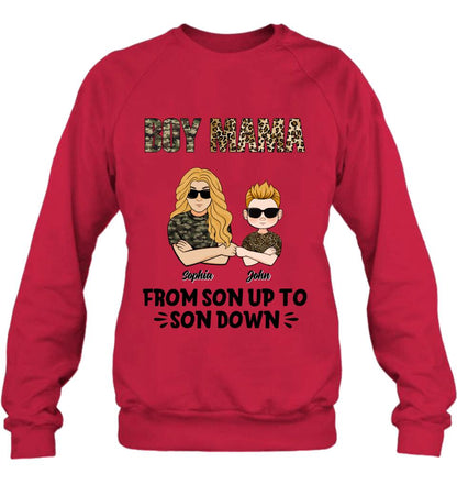 Personalized Boy Mom Shirt/Pullover Hoodie - Up to 5 Kids - Birthday, Mother's Day Gift For Mom, Mother - Boy Mama From Son Up To Son Down