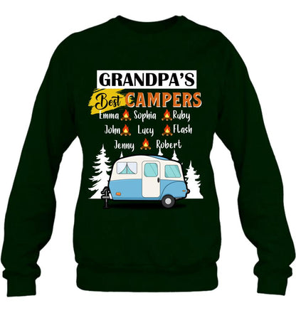 Personalized Grandpa's Best Campers Shirt/Pullover Hoodie - Up to 8 Kids - Gift Idea For Grandpa/Camping Lover