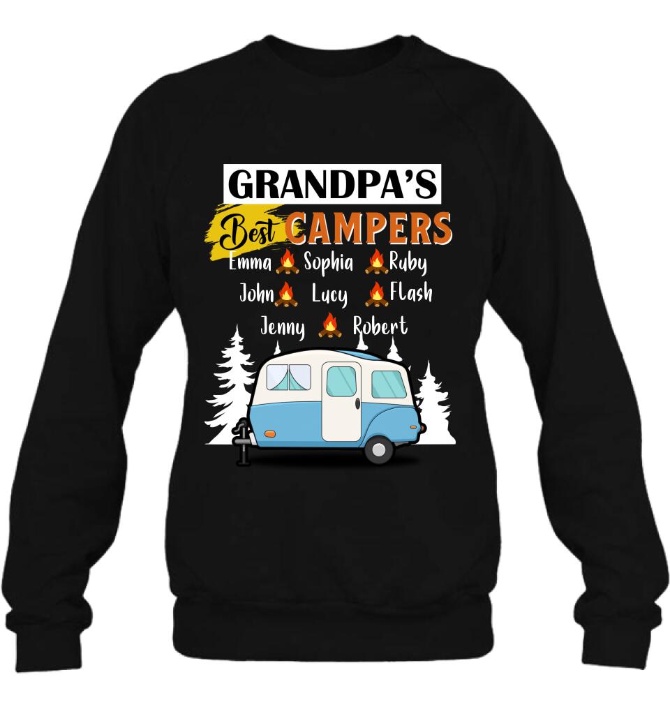 Personalized Grandpa's Best Campers Shirt/Pullover Hoodie - Up to 8 Kids - Gift Idea For Grandpa/Camping Lover