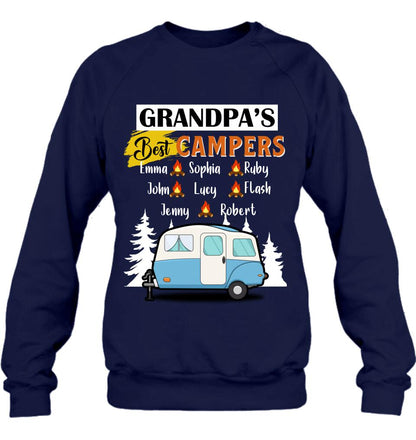 Personalized Grandpa's Best Campers Shirt/Pullover Hoodie - Up to 8 Kids - Gift Idea For Grandpa/Camping Lover