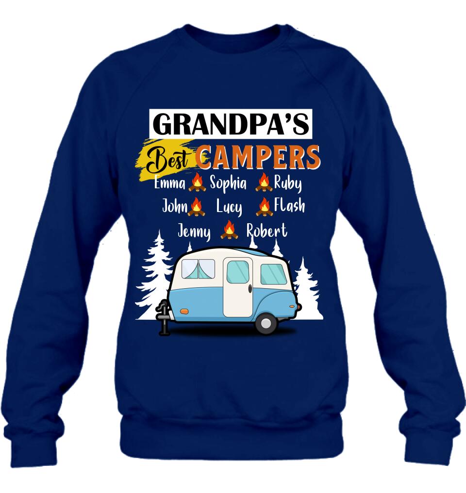 Personalized Grandpa's Best Campers Shirt/Pullover Hoodie - Up to 8 Kids - Gift Idea For Grandpa/Camping Lover